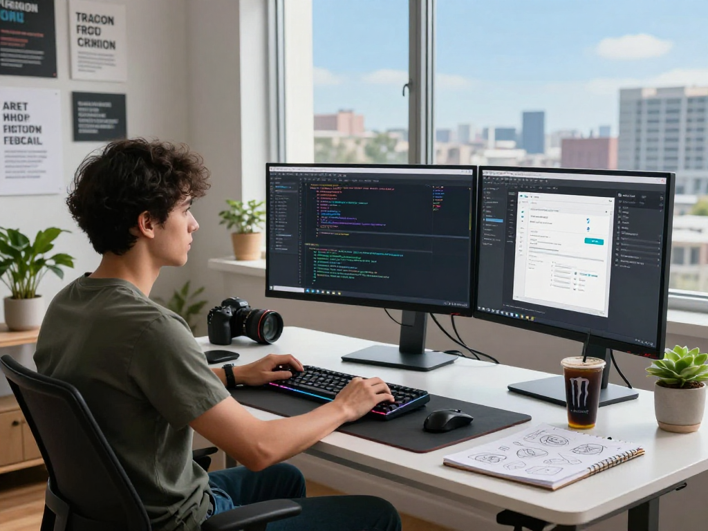 WPS Office下载在现代工作空间中，开发者专注于代码，展现效率与创造力