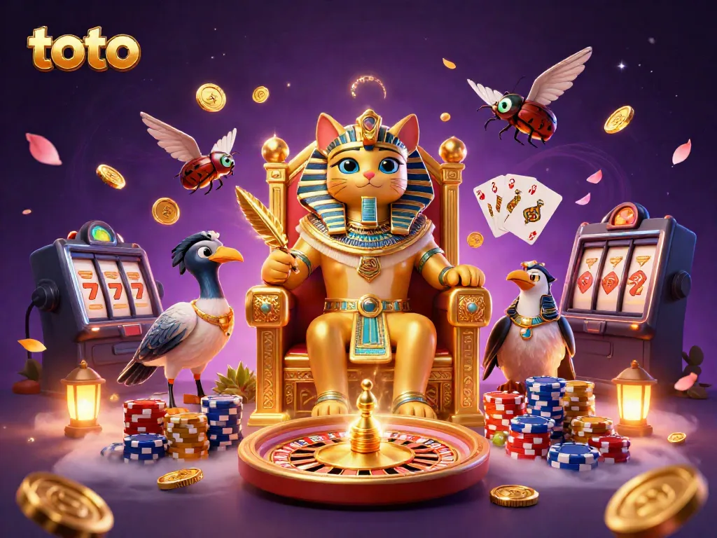 Engage in thrilling gameplay with toto at this vibrant 3D casino scene filled with dynamic elements.