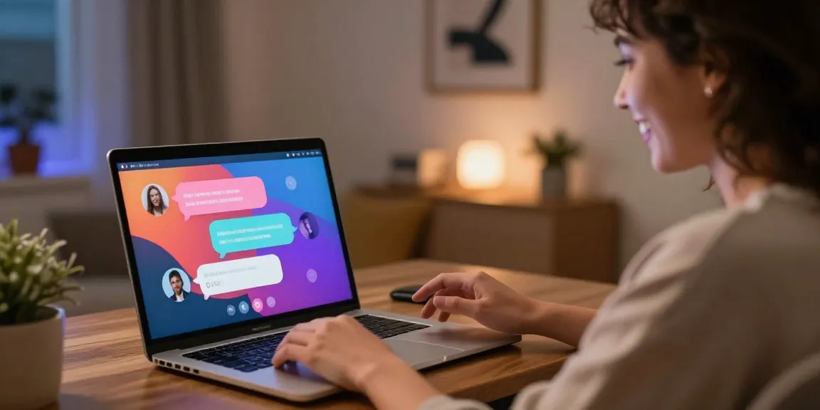 Engaging ai porn chat on a laptop screen with a friendly user connection.