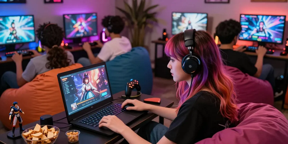 Engaged players immersed in an exciting hentai game session at a vibrant lounge.