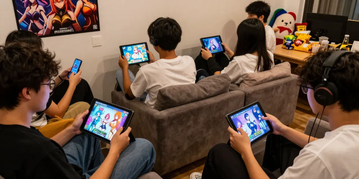 Players enjoying diverse ecchi games on various devices in a cozy atmosphere, showcasing interactive adult gaming experiences.