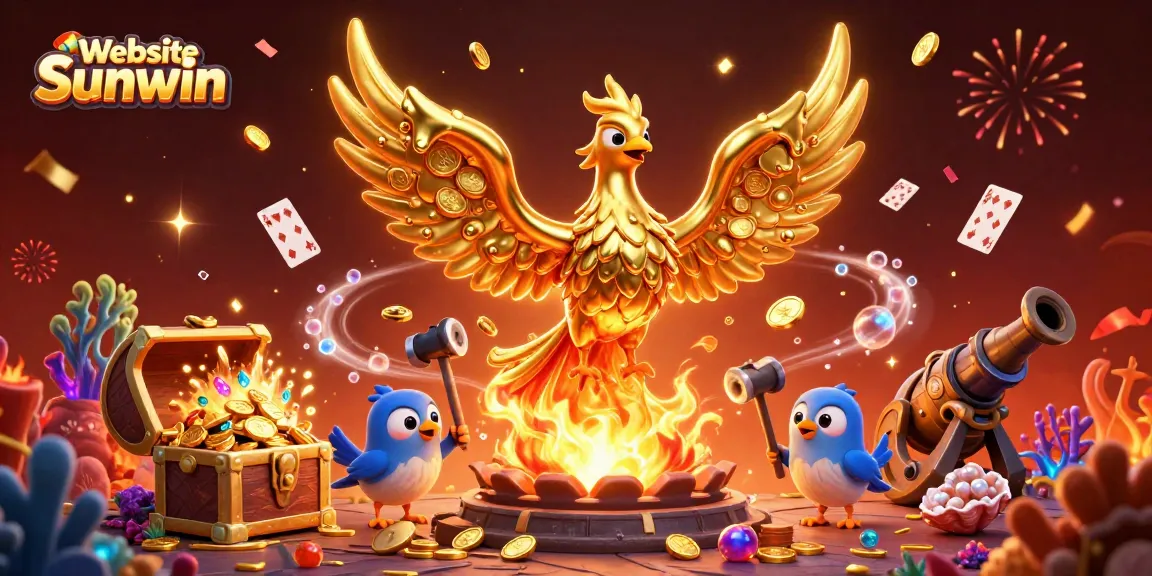 Engage in thrilling gameplay on Website Sunwin with a golden phoenix and vibrant treasures.